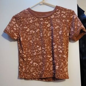 No Boundaries Brown Mushroom Crop Tee